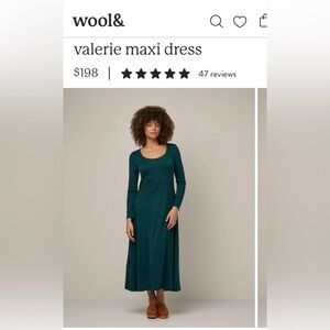 Wool& Merino Wool Valerie Maxi Dress - Long Sleeve in Pine